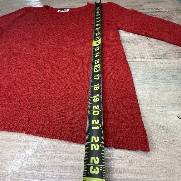 Chico's Design Red Textured Knit Long Sleeve Crew Neck Sweater Size M EUC - Picture 8 of 9